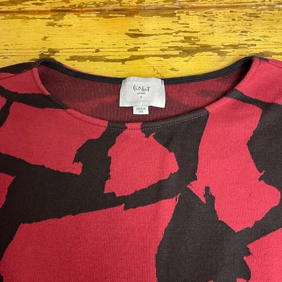 Chalet et Ceci Abstract Knit Stretch Sheath Dress Sz SM Contrast Pockets Artsy - Picture 3 of 8